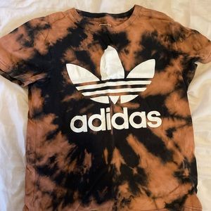 Bleach Tie Dye Adidas Black Shirt